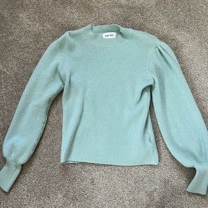 Line & Dot light blue puff sleeve sweater size small